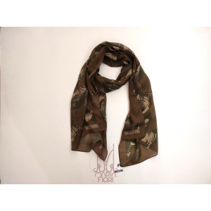 MOSCHINO Sciarpa Lana Saglia Jungle Marrone/Multi 55x190