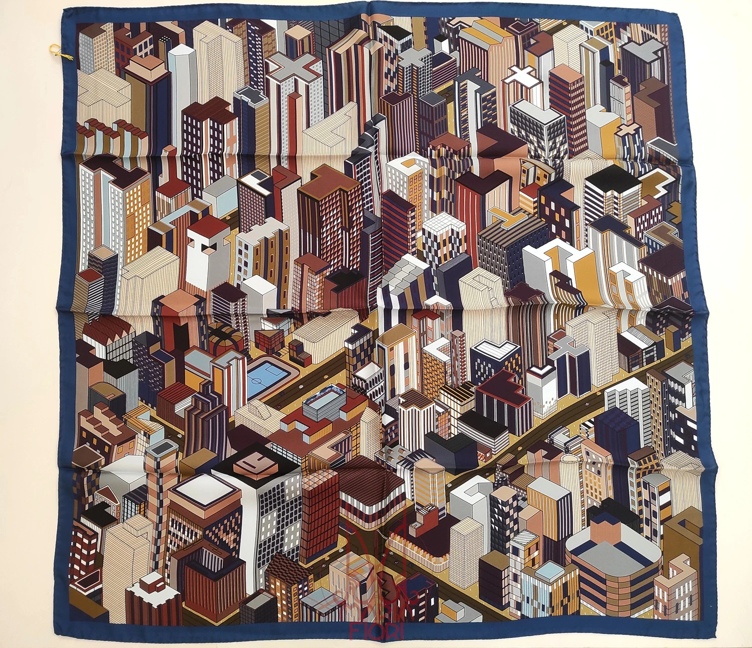 Barbieri - Foulard Seta Twill City 90x90 - Blu Multi - immagine 2