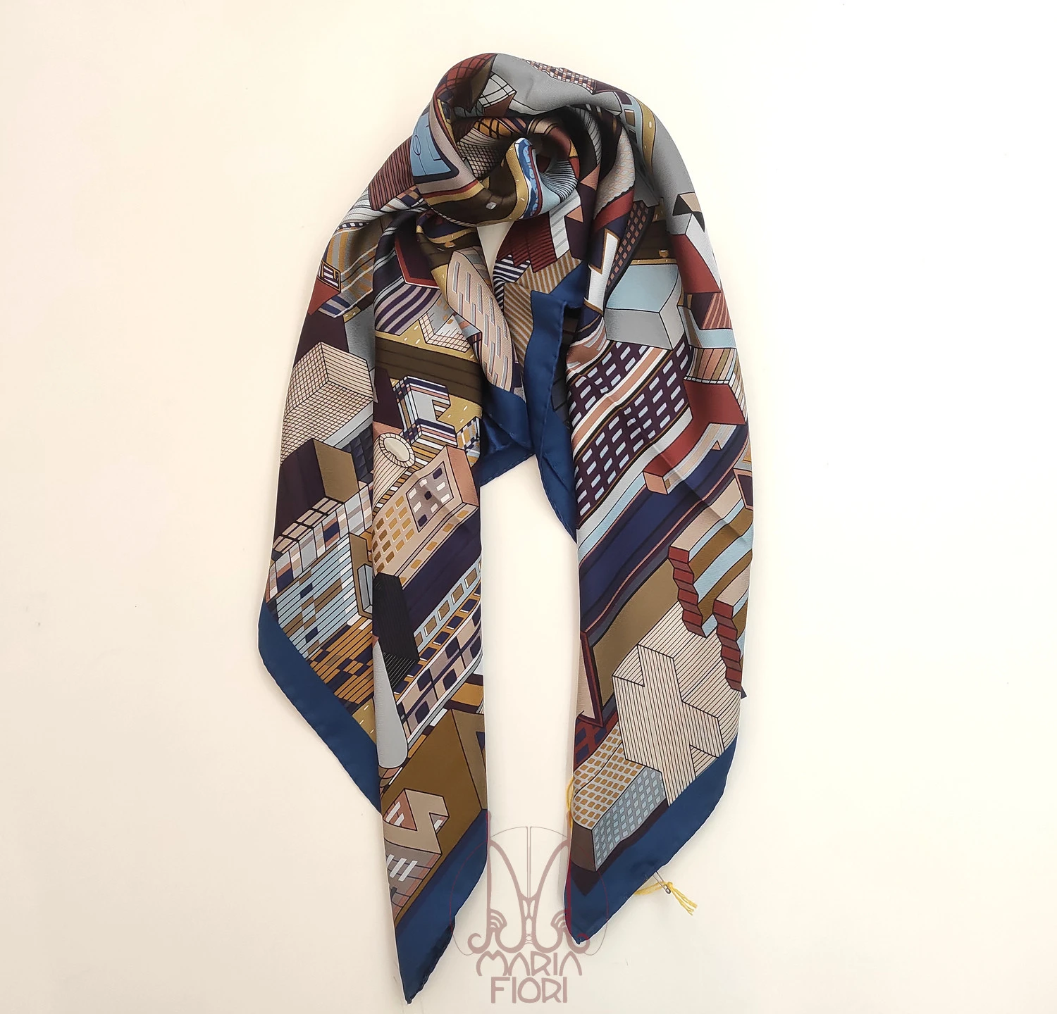 Barbieri - Foulard Seta Twill City 90x90 - Blu Multi