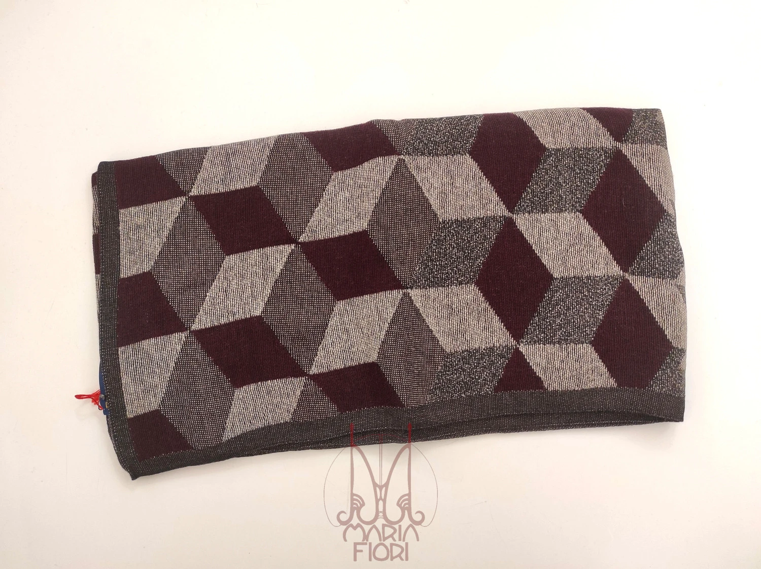 Barbieri - Sciarpa Lana-Modal 50x180 - Grigio-Bordeaux - immagine 2