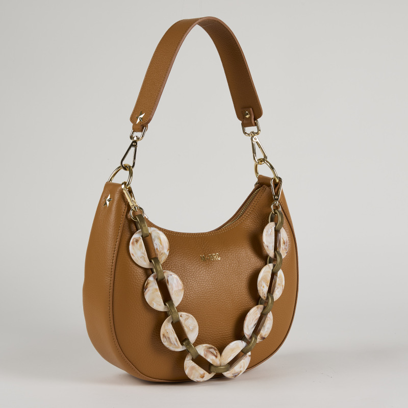 MBRC - Borsa Hobo in Pelle Stone - Cognac