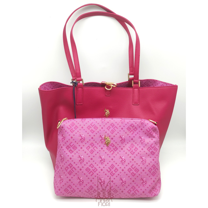 U.S. POLO Borsa Shopping Malibu M Reversibile 3 in 1 - Fuchsia/Pink