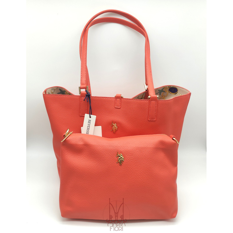 U.S. POLO Borsa Shopping Rogersville M Reversibile 3 in 1 - Coral/Chain Sea - immagine 2