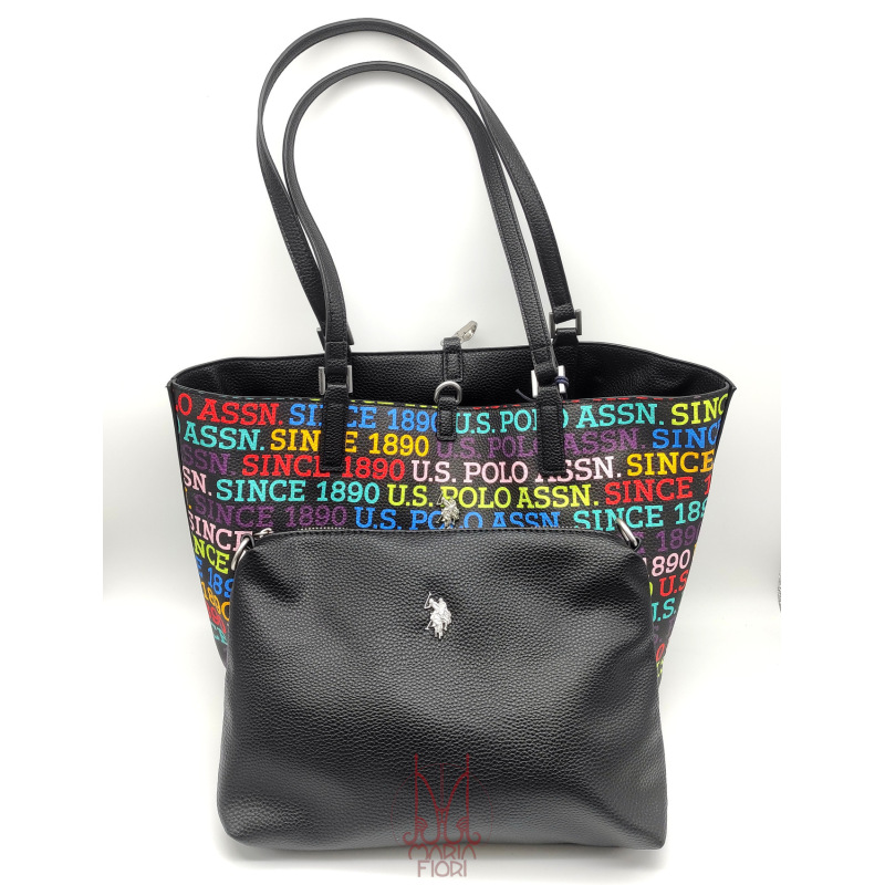 U.S. POLO Borsa Shopping Rogersville M Reversibile 3 in 1 - Black/Multi logo