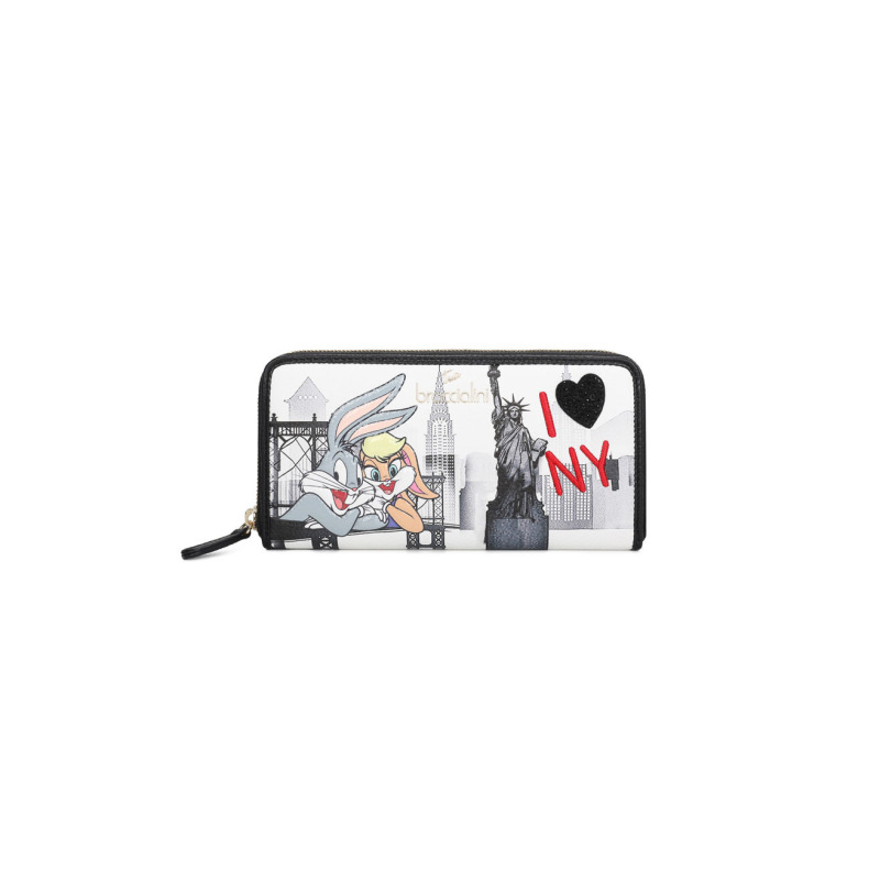 Braccialini Tua Portafoglio Zip Around Cartoline Looney Tunes NY