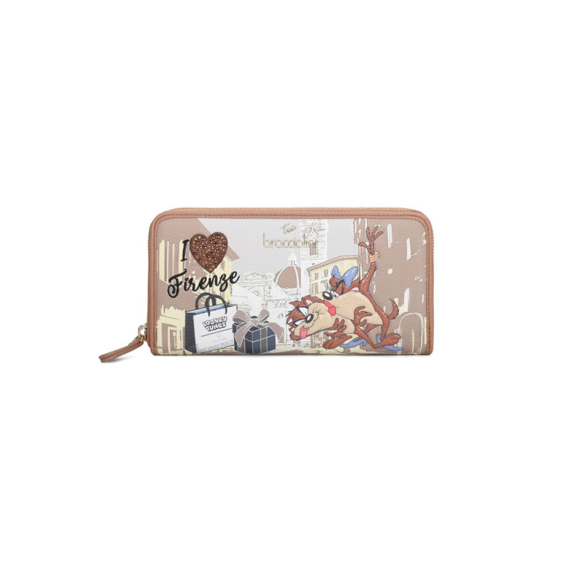 Braccialini Tua Portafoglio Zip Around Cartoline Looney Tunes Firenze
