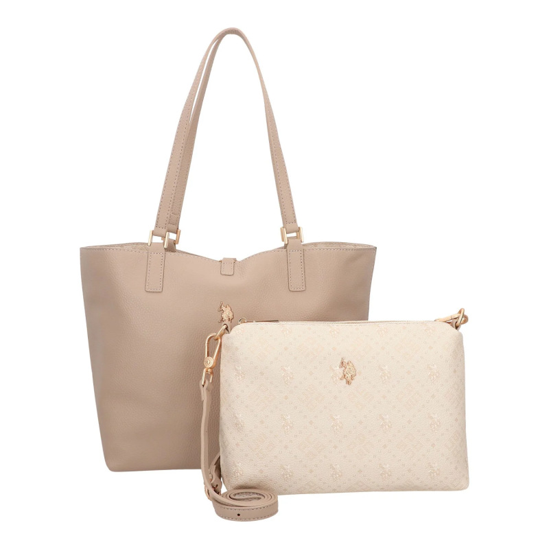 U.S. POLO Borsa Shopping Malibu M Reversibile 3 in 1 - Irish Cream