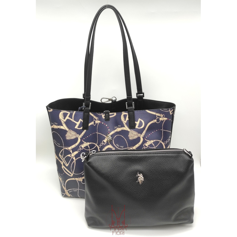 U.S. POLO Borsa Shopping Rogersville M Reversibile 3 in 1 - Black+Navy Belt