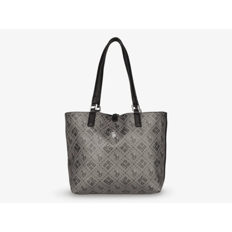 U.S. POLO Borsa Shopping Malibu M Reversibile 3 in 1 - Nero/Grigio - immagine 2