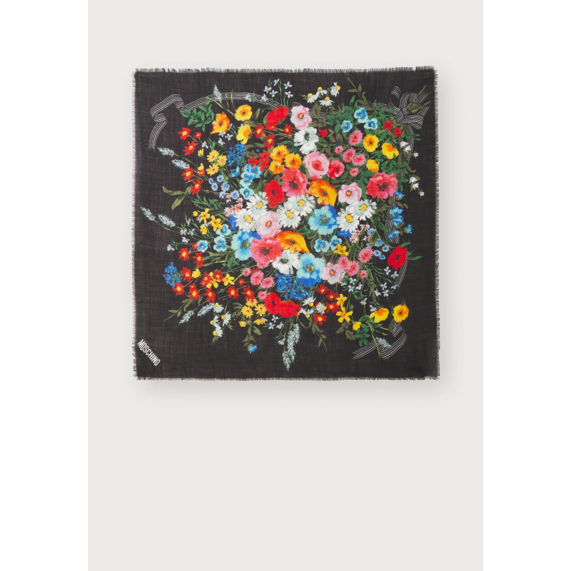 MOSCHINO Foulard Lana Soft 100x100 Beige Multi - immagine 2