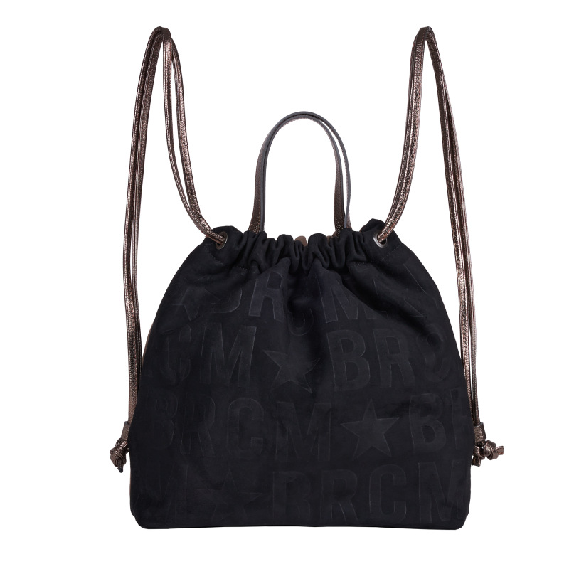 MBRC - Zaino bicolor in Pelle Suede - Nero/Taupe