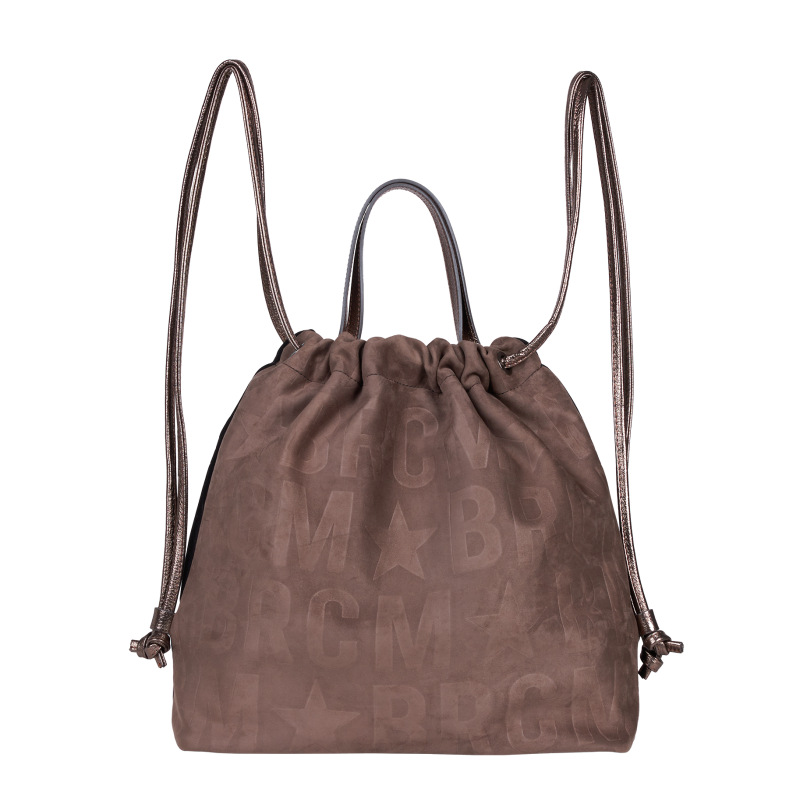 MBRC - Zaino bicolor in Pelle Suede - Nero/Taupe - immagine 2