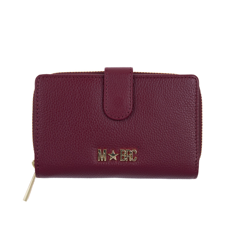 MBRC - Portafoglio Zip + Clip Medio in Pelle Bordeaux