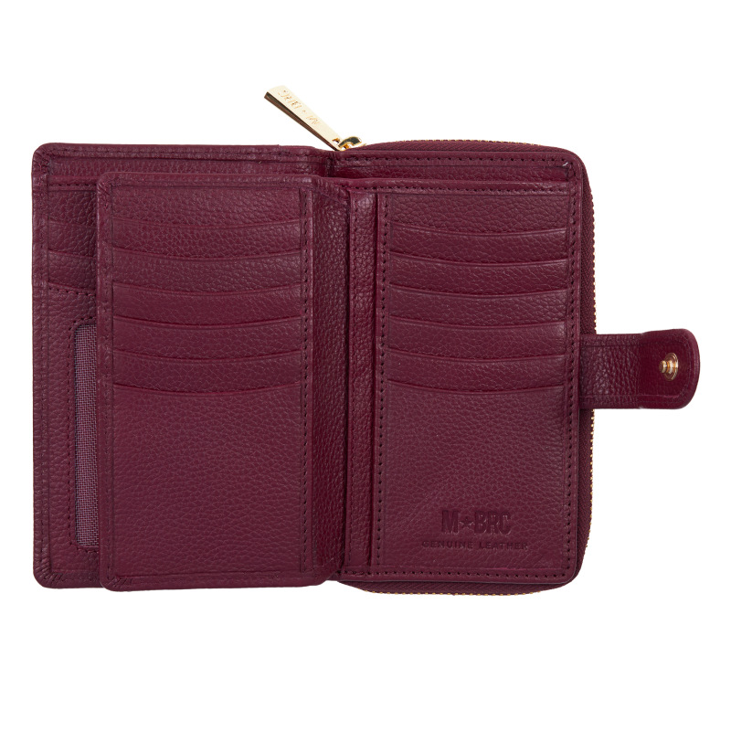 MBRC - Portafoglio Zip + Clip Medio in Pelle Bordeaux - immagine 2