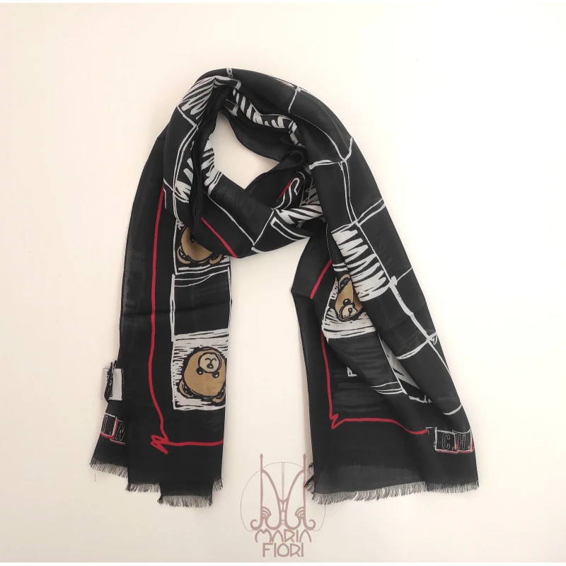 MOSCHINO Sciarpa Modal-Cashmire Toy 45x150 Nero multi