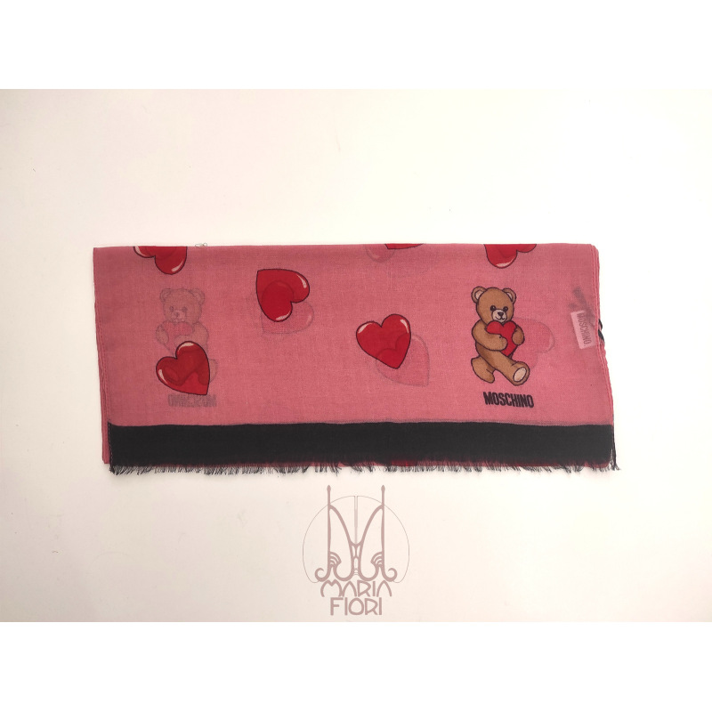 MOSCHINO Sciarpa Lana Twill Toy Rosa Multi 40x150 - immagine 2