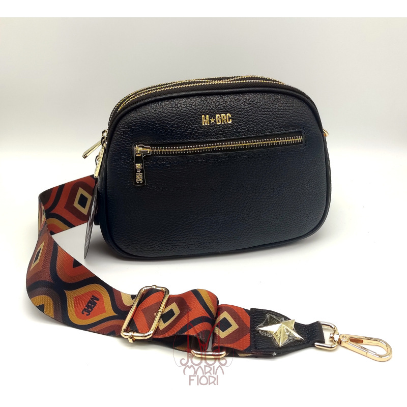MBRC - Borsa Tracolla Multi Zip in Pelle Obona - Nero