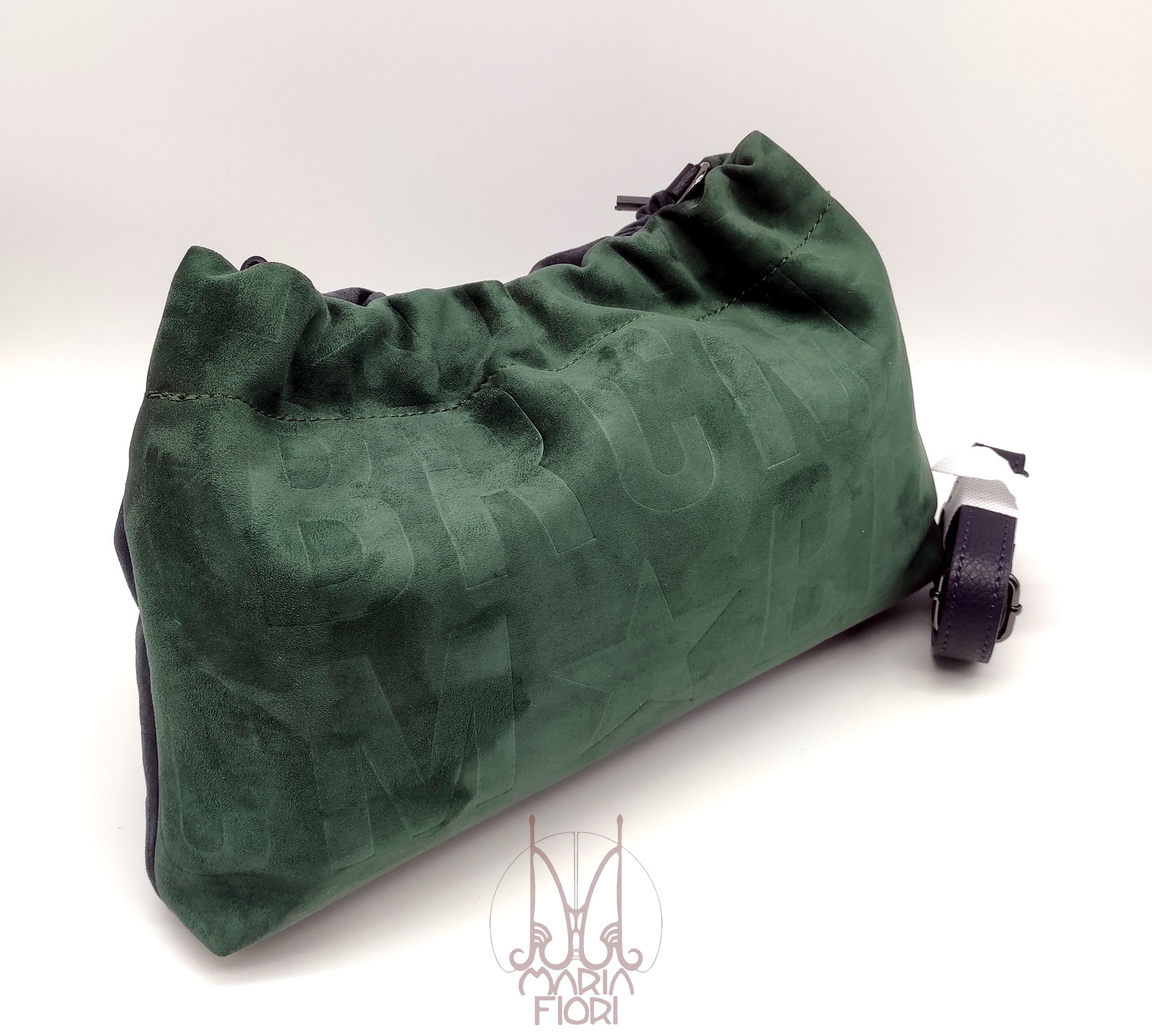 MBRC - Borsa a tracolla in Pelle Suede - Verde/Blu - immagine 2