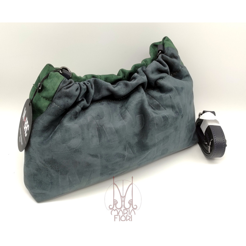 MBRC - Borsa a tracolla in Pelle Suede - Verde/Blu