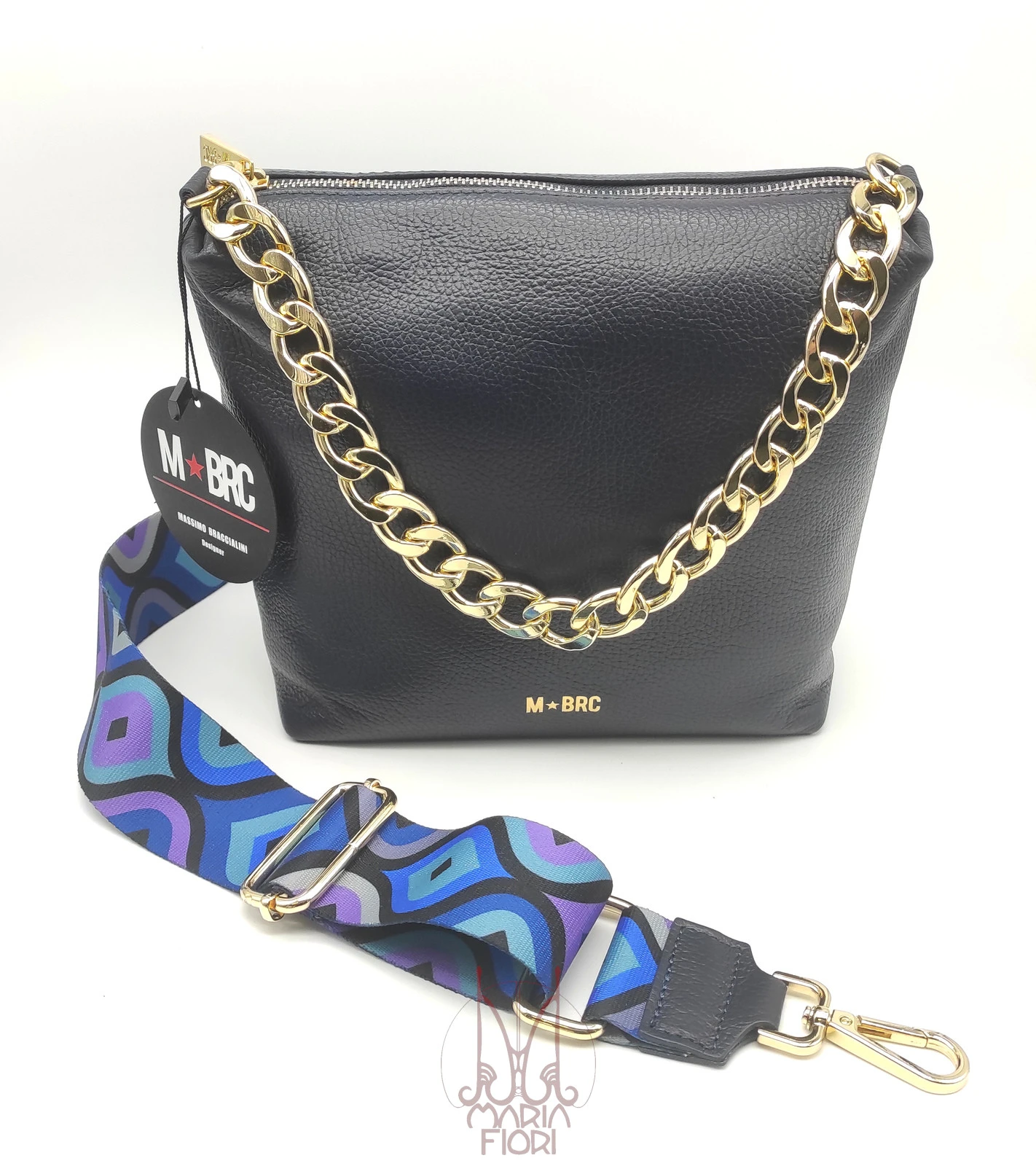 MBRC - Borsa Tracolla in Pelle Obona - Blu