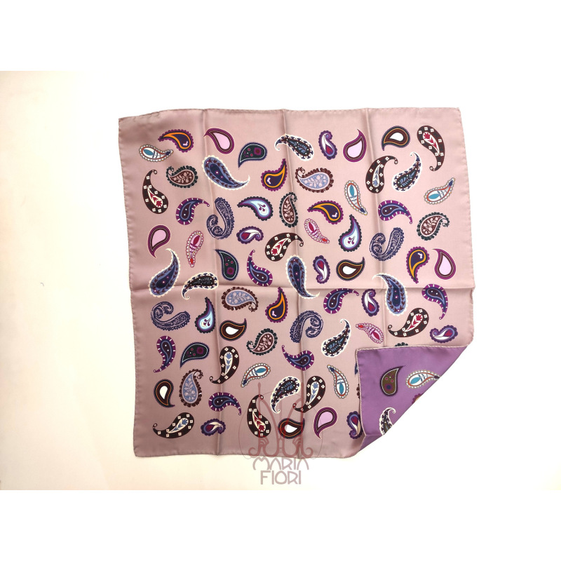 Barbieri Foulard Seta Twill Doppia Stampa 70x70 - Rosa Multi