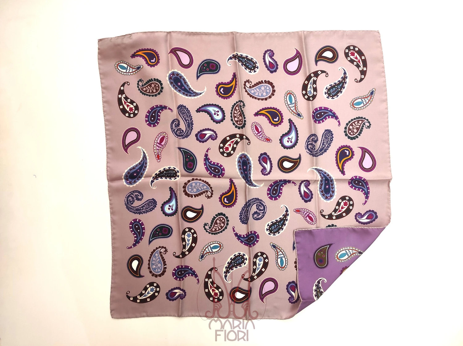 Barbieri Foulard Seta Twill Doppia Stampa 70x70 - Rosa Multi