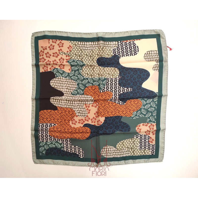 Barbieri Foulard Seta Twill 70x70 - Verde Multi