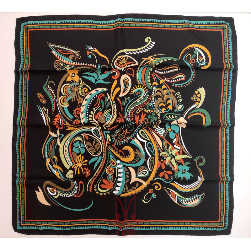 Barbieri Foulard Seta Twill 90x90 - Nero Multi