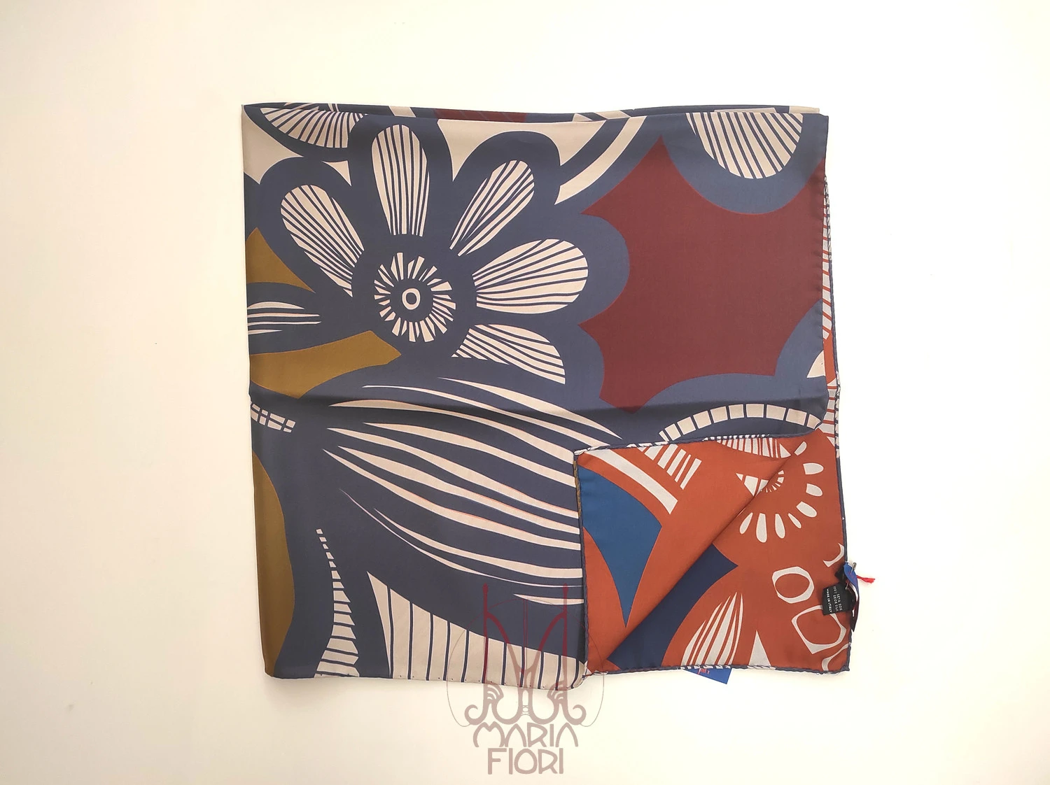 Barbieri Foulard Seta Twill Doppia Stampa 90x90 - Blu Multi