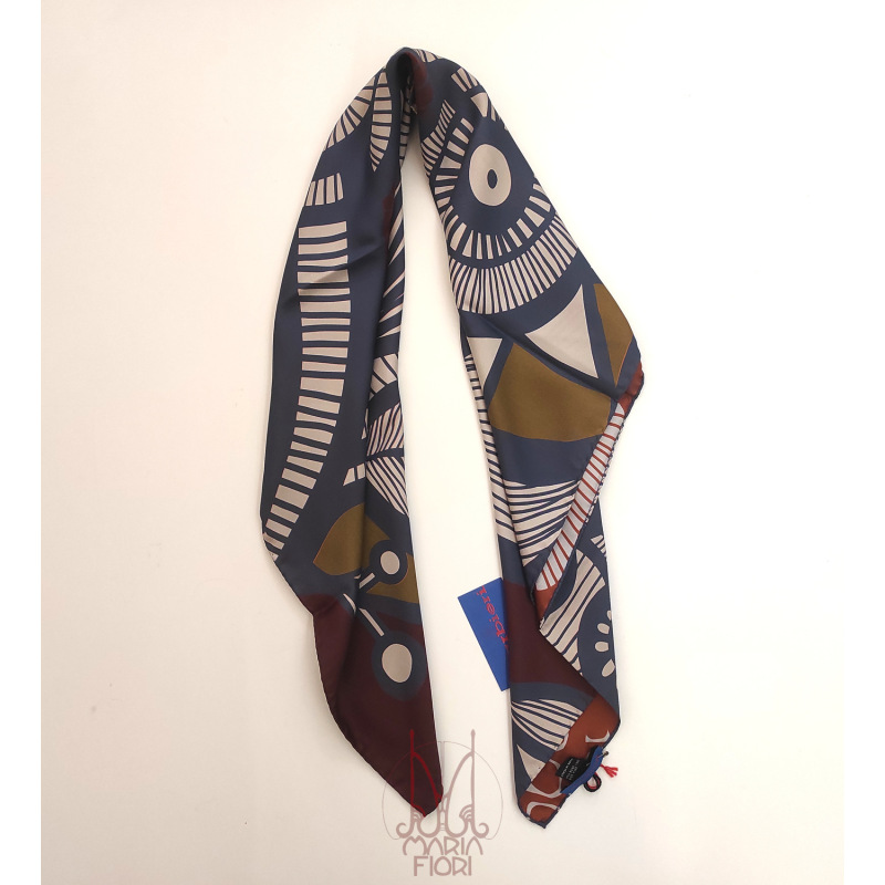 Barbieri Foulard Seta Twill Doppia Stampa 90x90 - Blu Multi - immagine 2