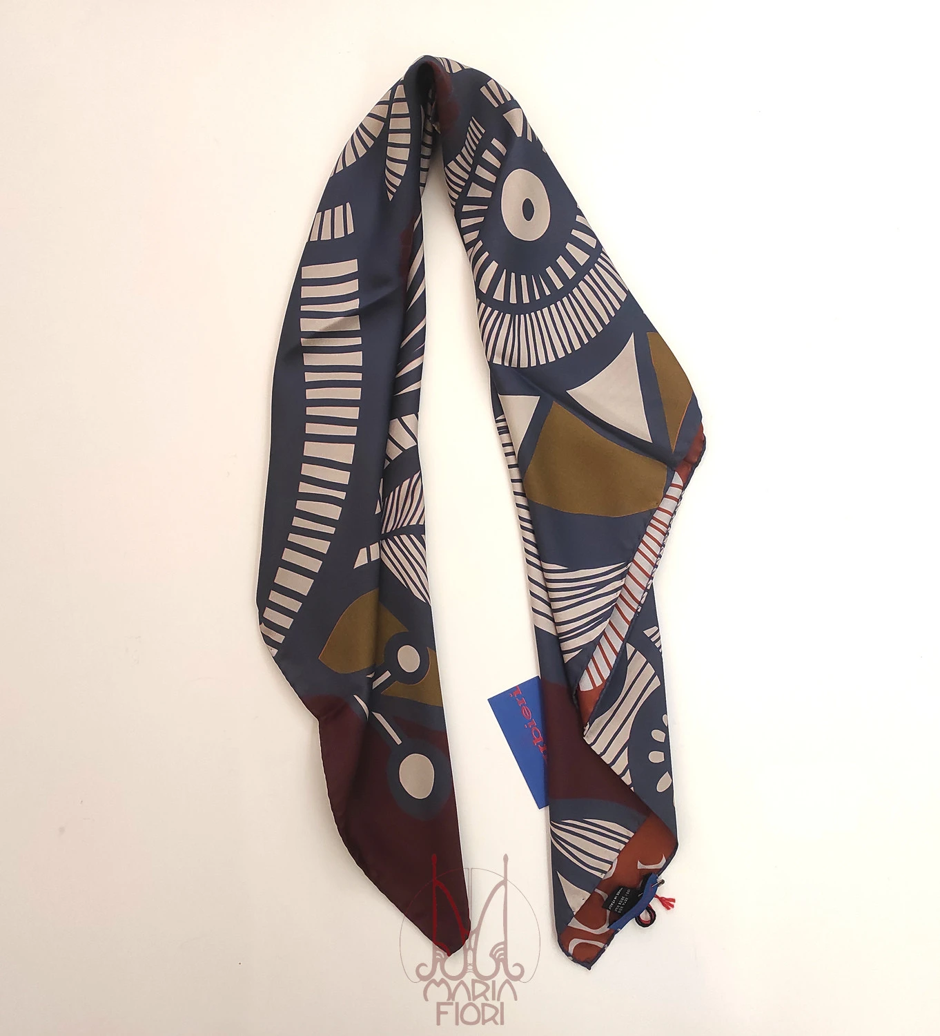 Barbieri Foulard Seta Twill Doppia Stampa 90x90 - Blu Multi - immagine 2