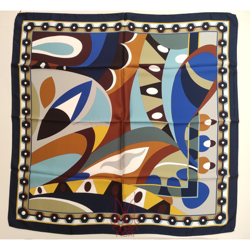 Barbieri Foulard Seta Twill 90x90 - Blu Multi
