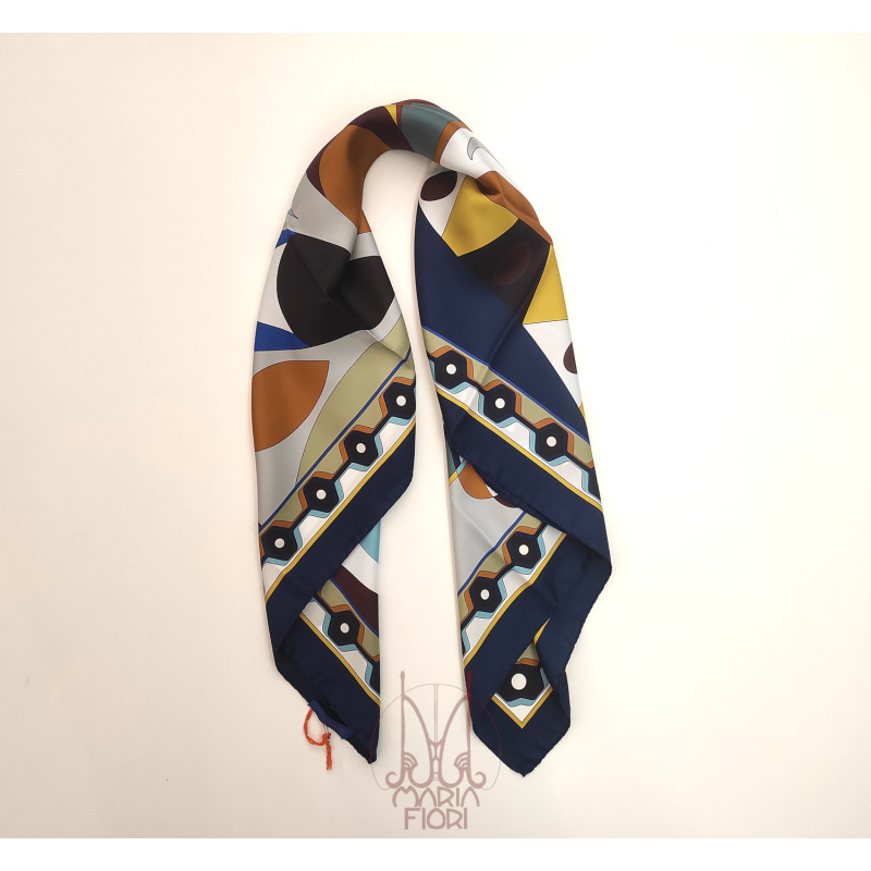 Barbieri Foulard Seta Twill 90x90 - Blu Multi - immagine 2