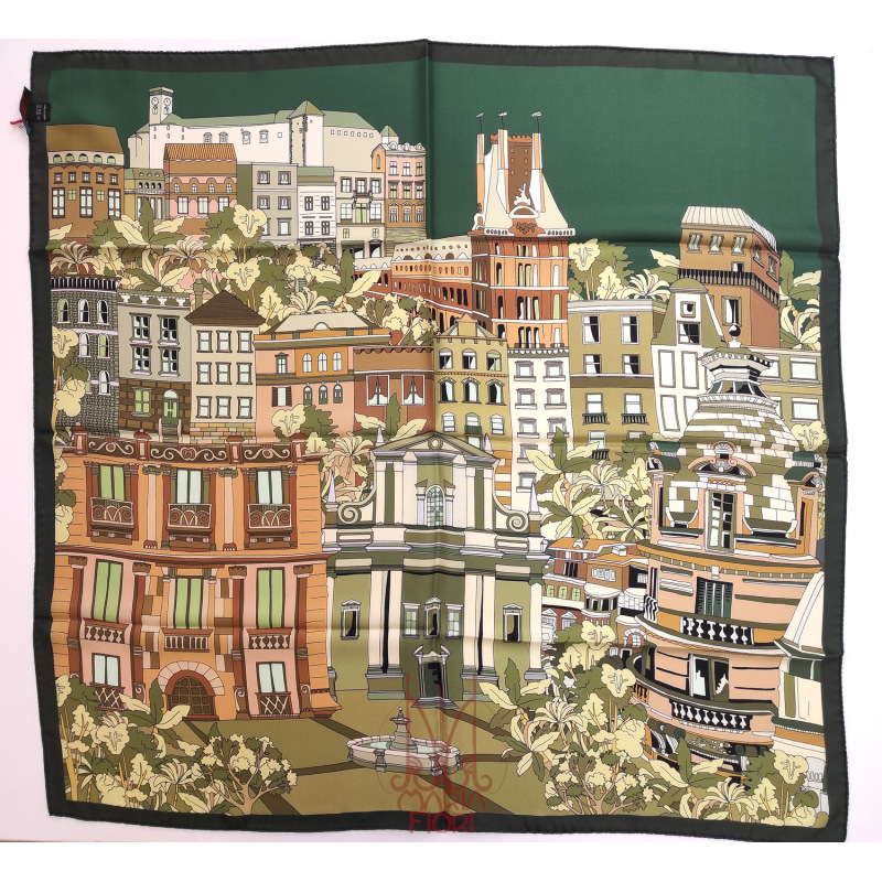Barbieri Foulard Seta Twill Doppia Stampa 90x90 - Verde Multi - immagine 2