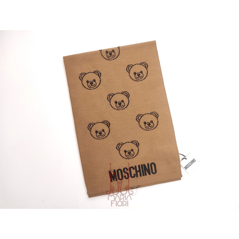 MOSCHINO Sciarpa Lana Multi Toy Beige/Nero 30x190 - immagine 2
