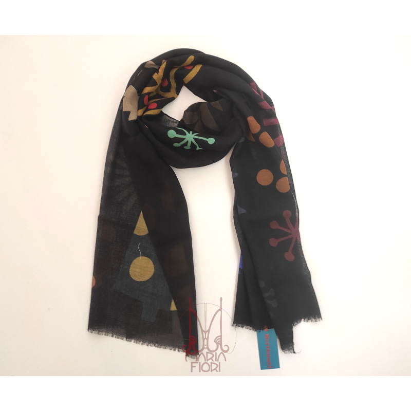 Barbieri - Sciarpa Lana Maglia St. 55x190 - Nero Multi
