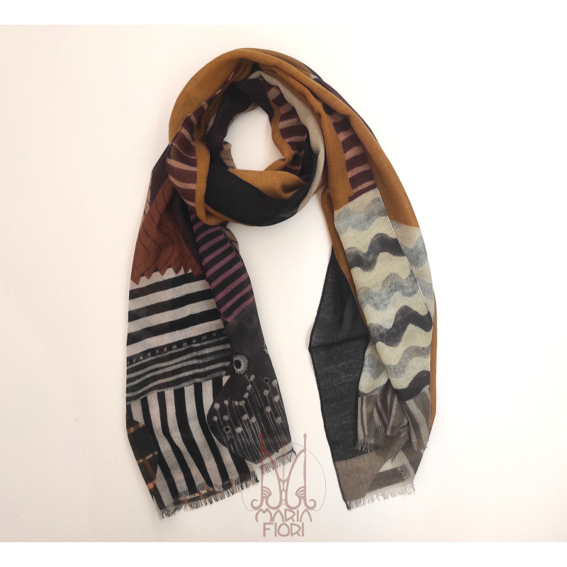 Barbieri - Sciarpa Lana Maglia St. 55x190 - Camel Multi