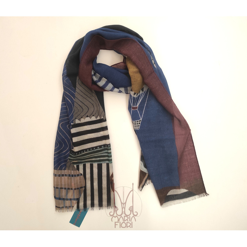 Barbieri - Sciarpa Lana Maglia St. 55x190 - Blu Multi