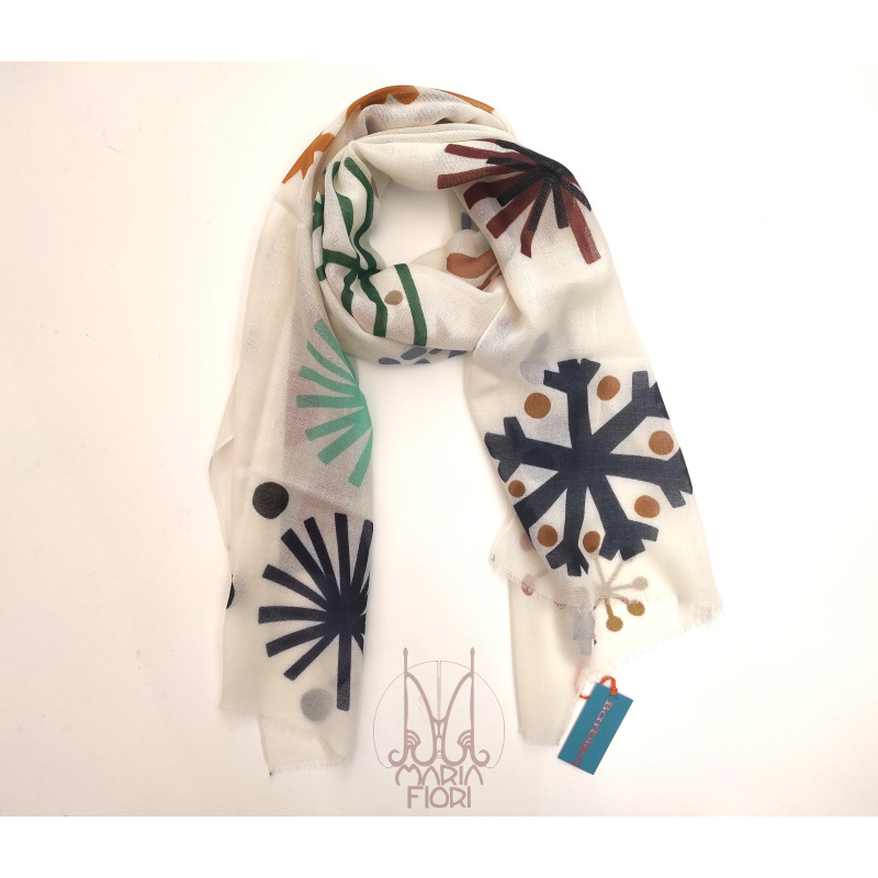 Barbieri - Sciarpa Lana Maglia St. 55x190 - Avorio Multi