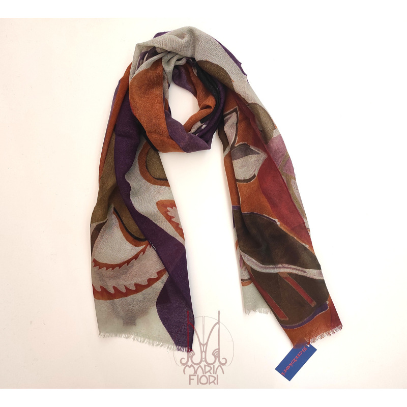 Barbieri - Sciarpa Lana Maglia St. 55x190 - Viola Multi