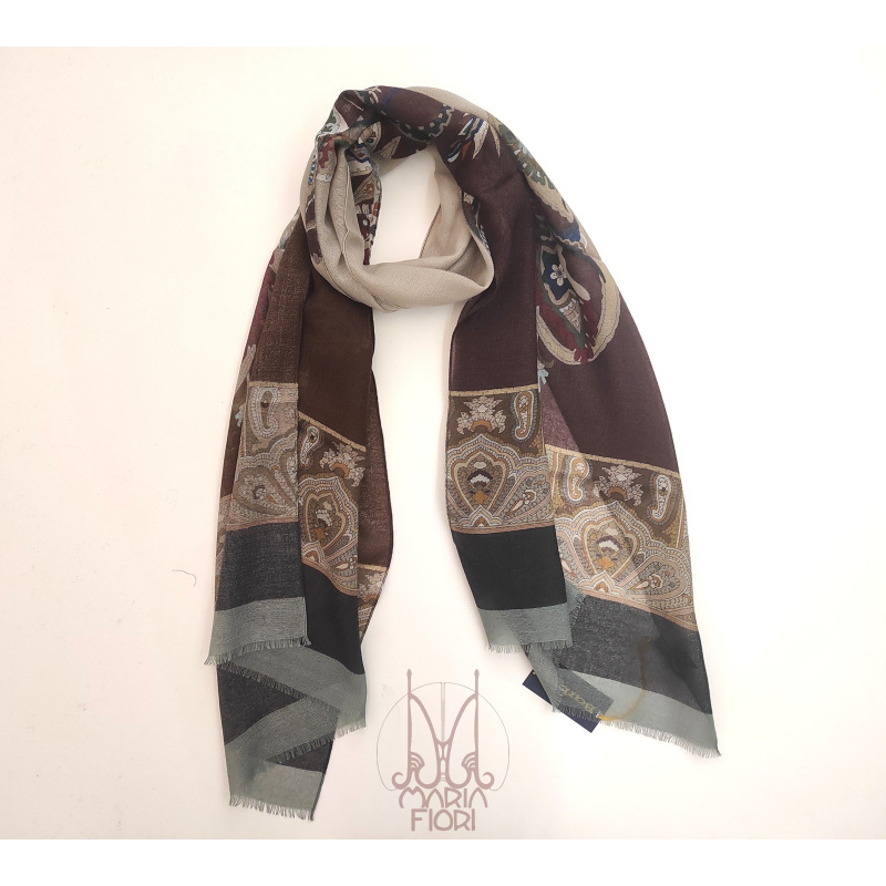 Barbieri Sciarpa Lana Maglia 55x190 - Marrone Multi