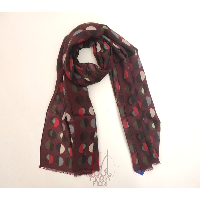 Barbieri - Sciarpa Lana Twill 55x190 - Bordeaux Multi