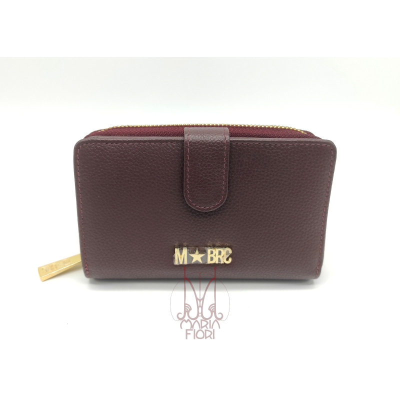 MBRC - Portafoglio Zip + Clip Medio in Pelle Burgundy