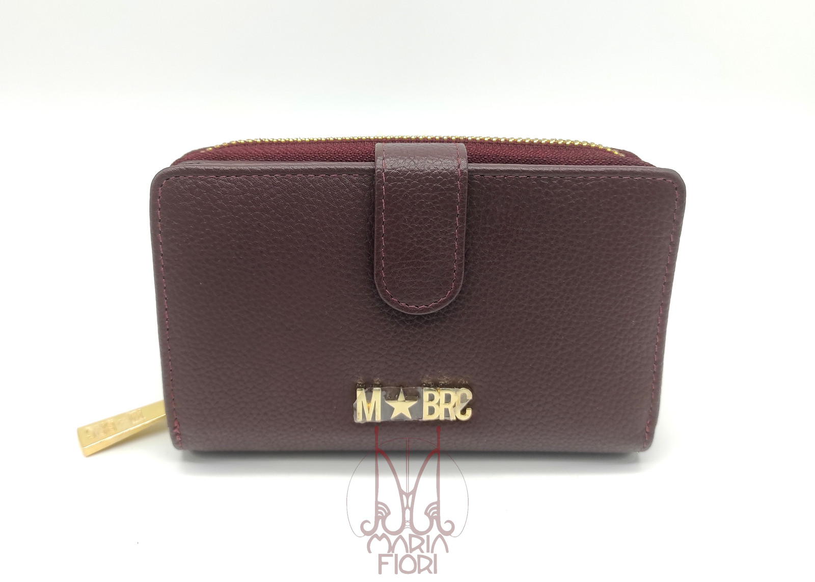 MBRC - Portafoglio Zip + Clip Medio in Pelle Burgundy
