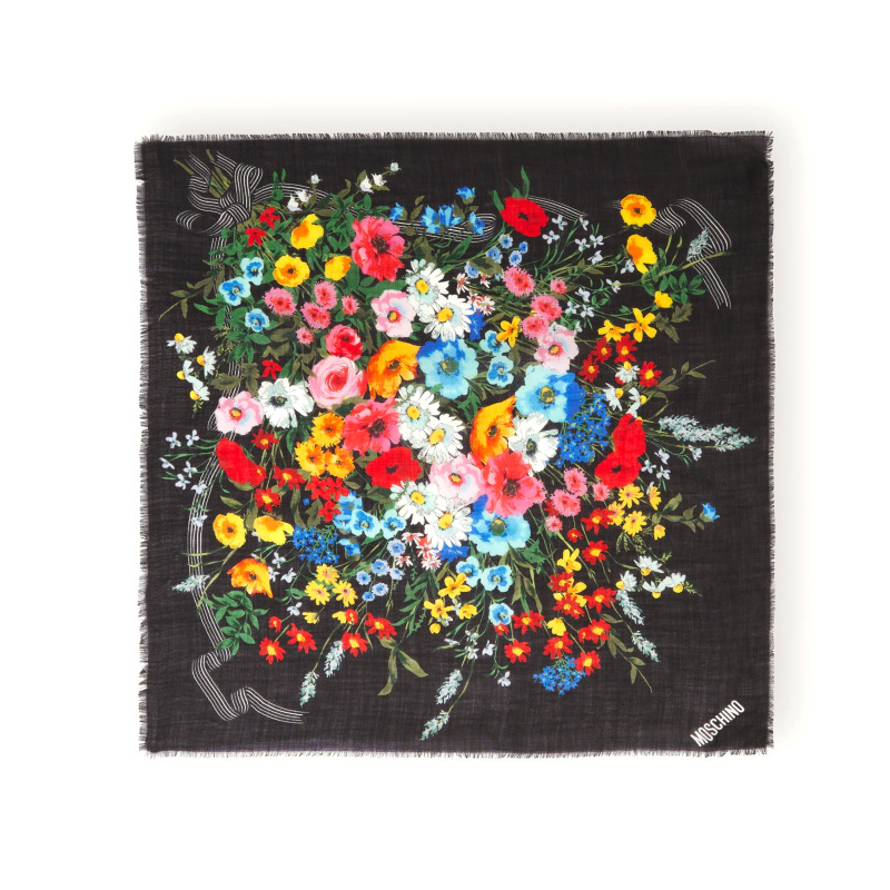 MOSCHINO Foulard Lana Soft 100x100 Nero Multi