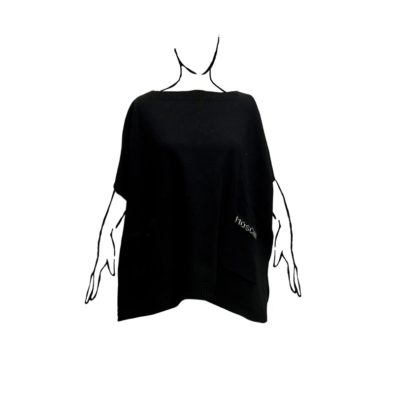 MOSCHINO Poncho Lana con tasche - Nero