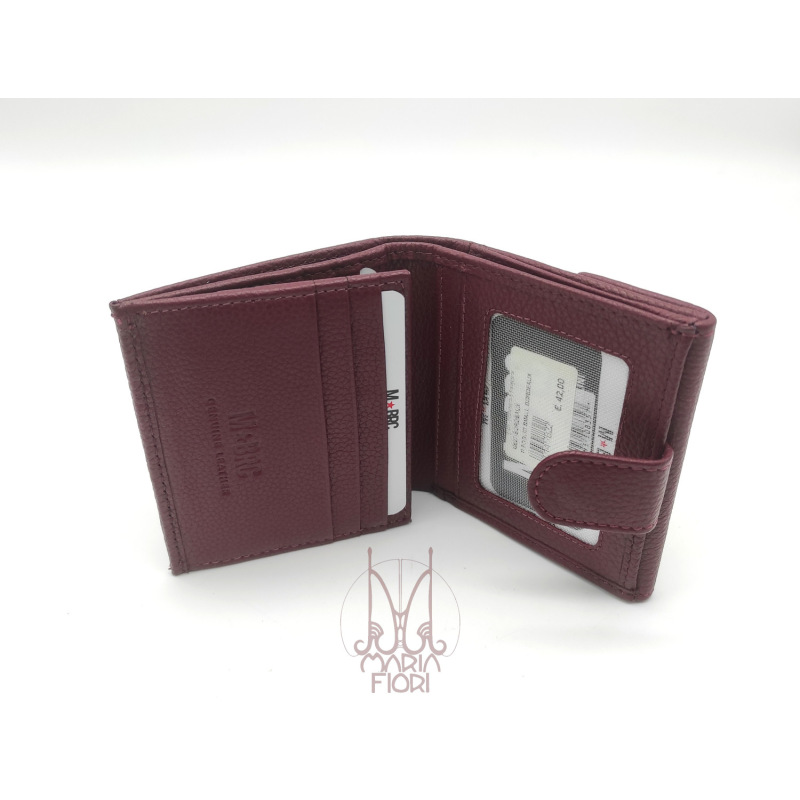 MBRC - Portafoglio piccolo flap p/monete in Pelle - Bordeaux - immagine 2