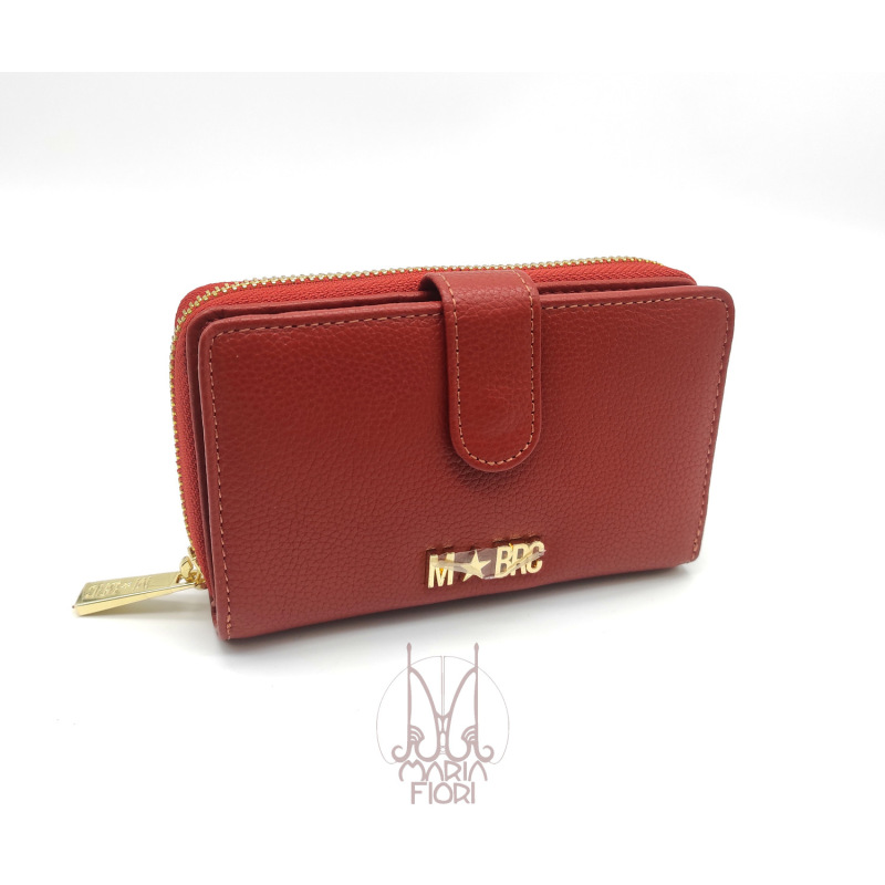 MBRC - Portafoglio Zip + Clip Medio in Pelle Coccio