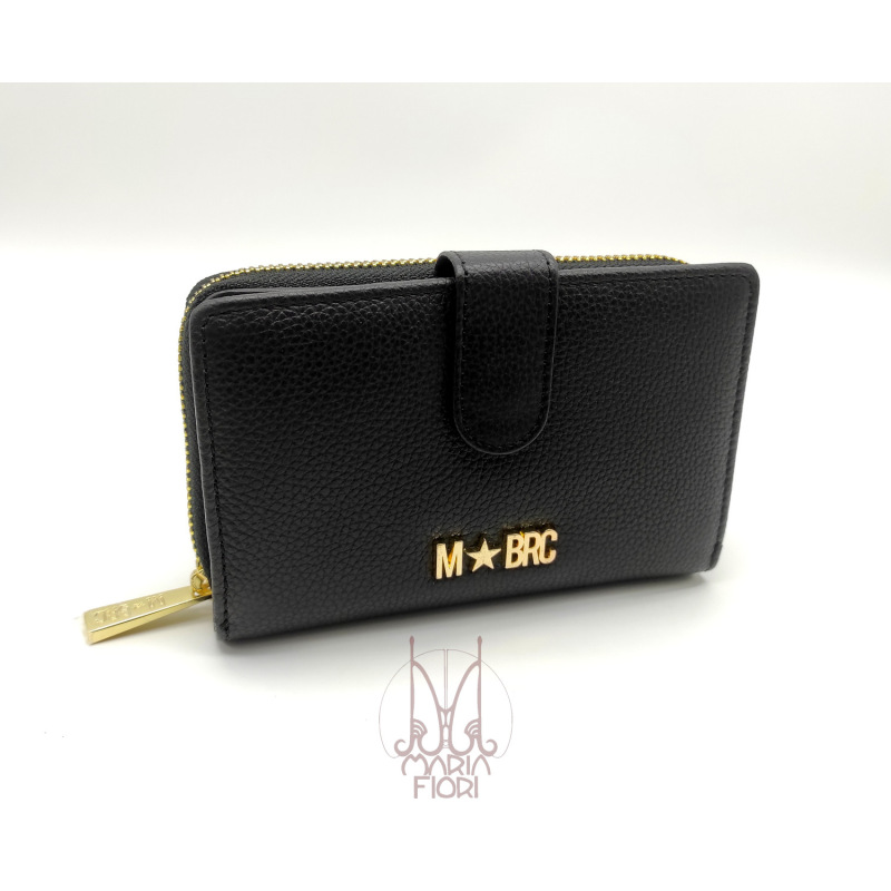 MBRC - Portafoglio Zip + Clip Medio in Pelle Nero