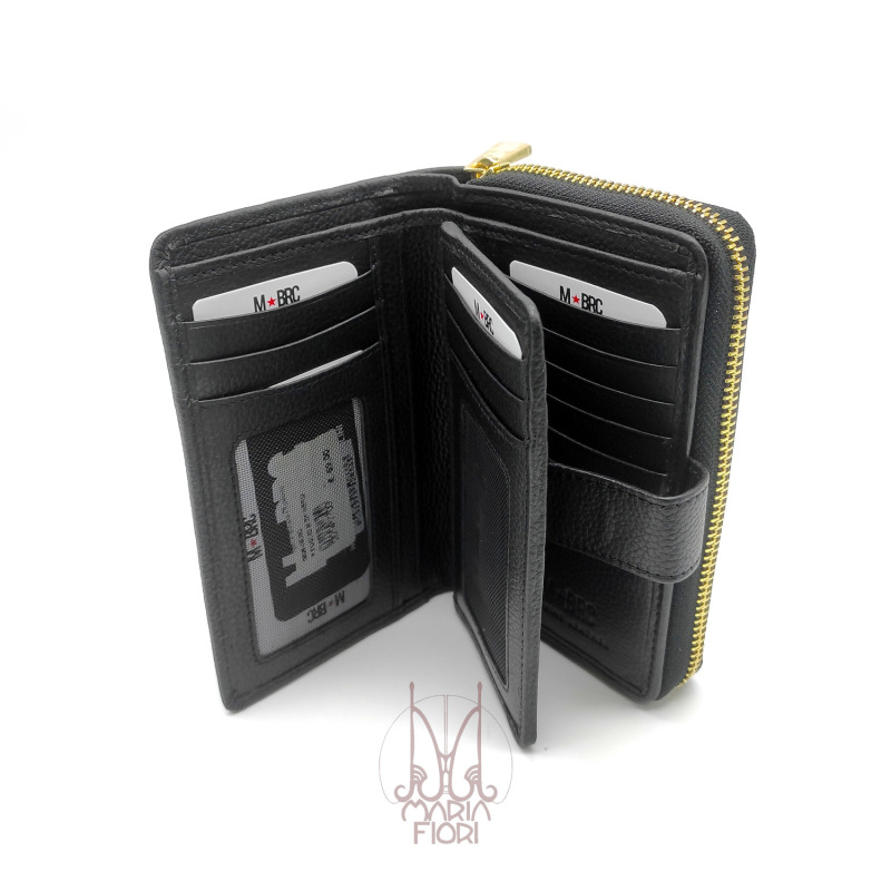 MBRC - Portafoglio Zip + Clip Medio in Pelle Nero - immagine 2